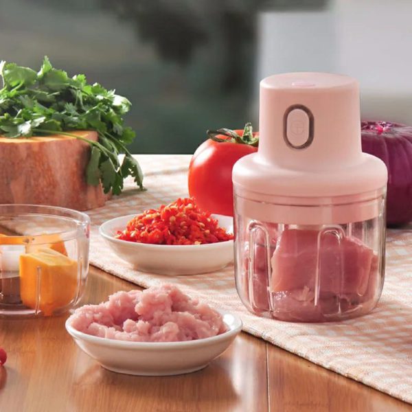 250ml Pink Usb Wireless Electric Meat Grinder Food Chopper