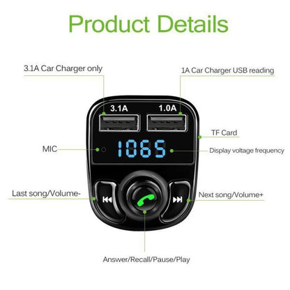 X8 – Multifunctional Car Mp3 Player | Car Wireless Fm Transmitter | Car Mp3 Modulator – 3.1a | Car Accessories